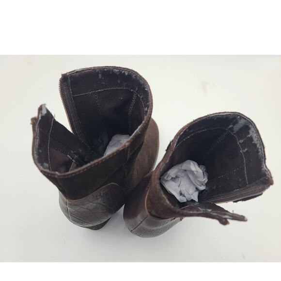 Sam Edelman Brown Suede & Leather Stacked 4" Heel Ankle Booties Lug Sole Sz 7.5 - Picture 10 of 10